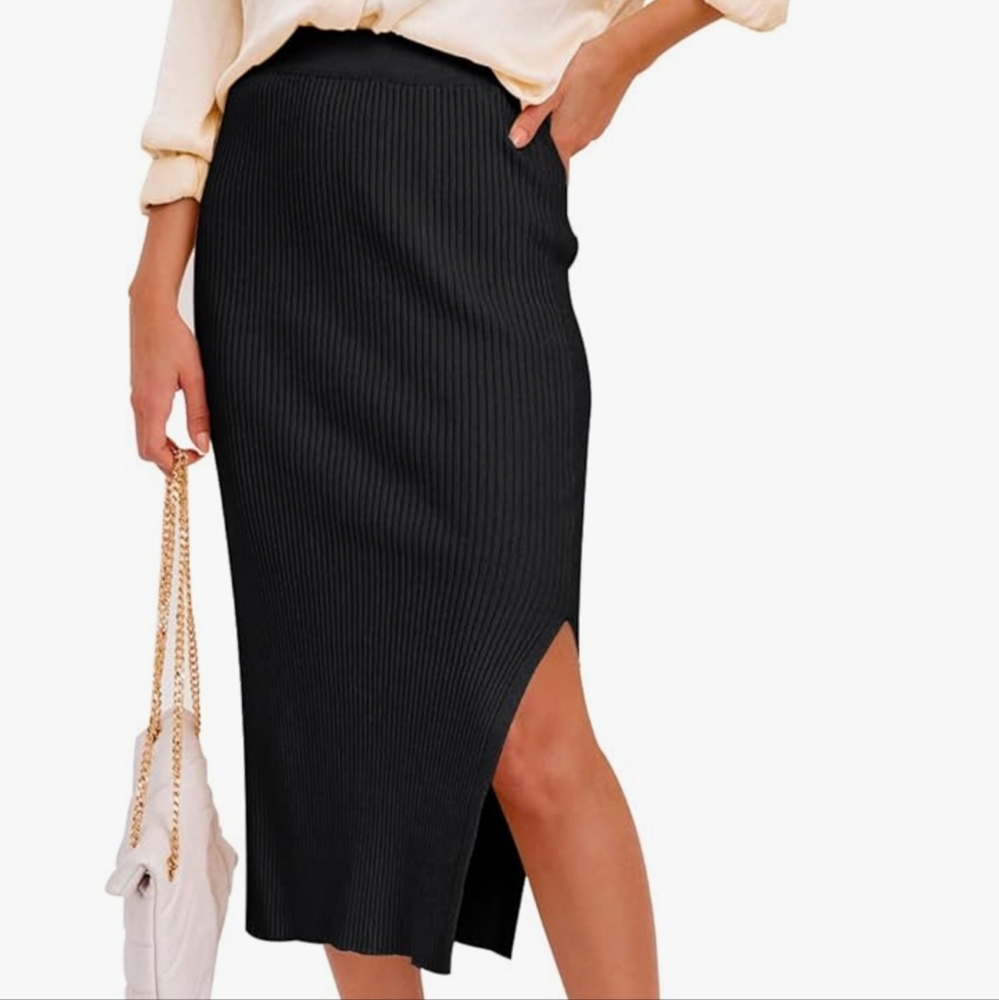 Women's Ribbed Stretch-fit Pencil Skirt